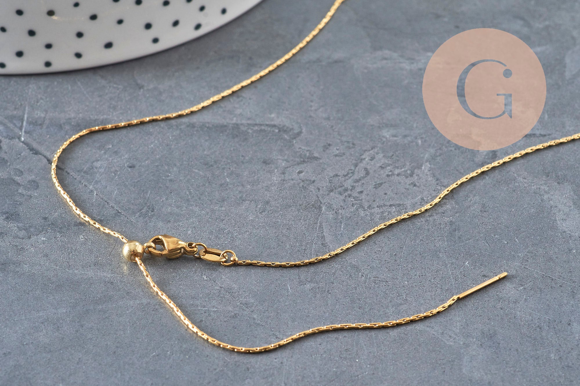 Gingerlily Collier chaîne serpent acier doré 0.8mm 51cm x1