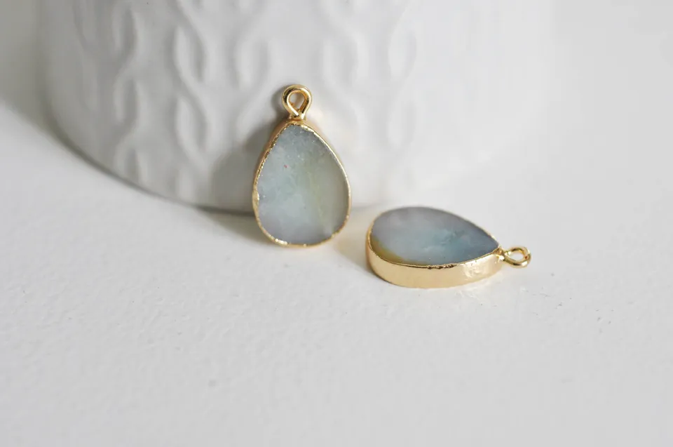 Gingerlily G1174 pendentif goutte amazonite doré 22mm