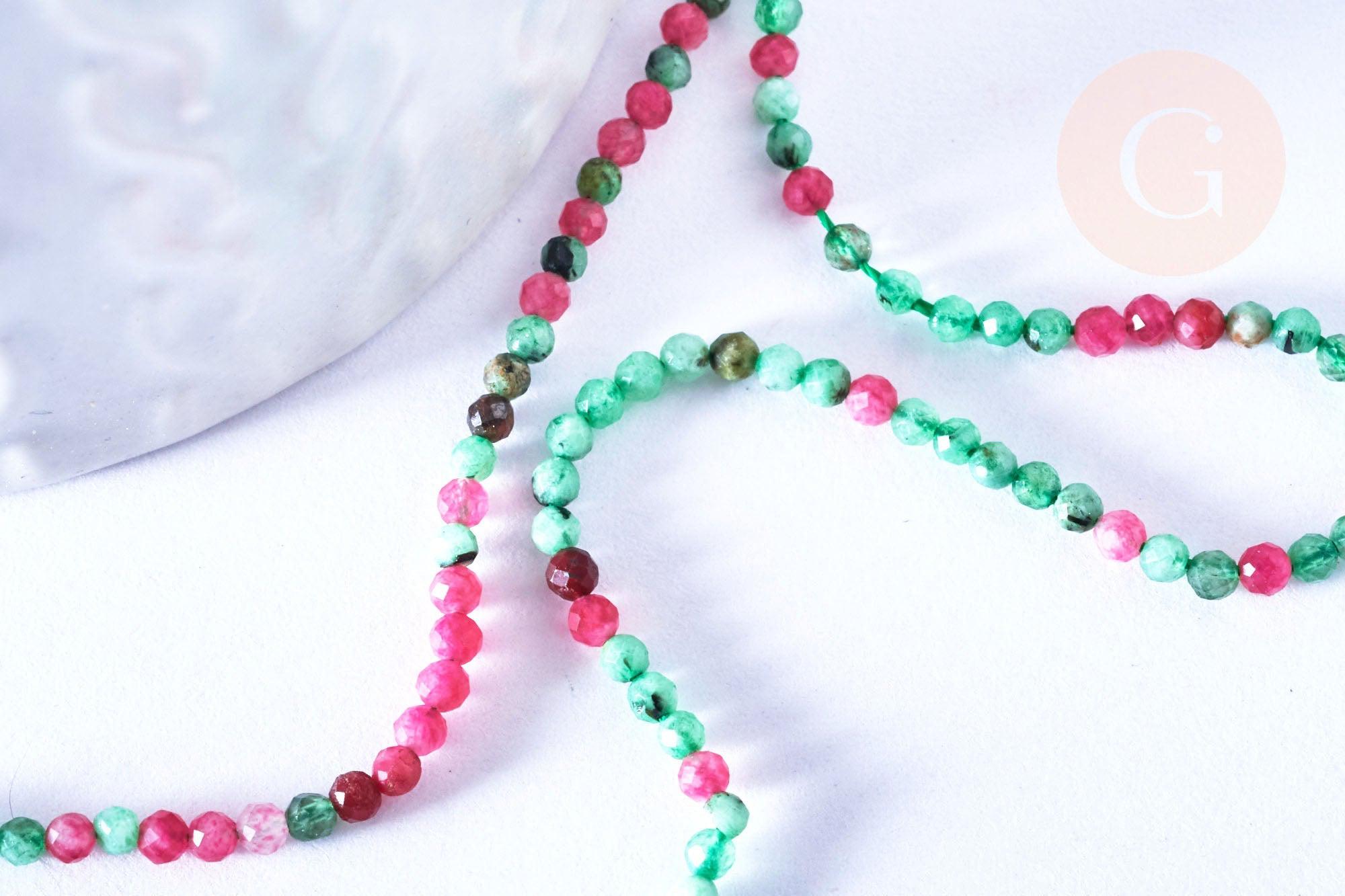 Gingerlily Perles Rubis Zoisite G6788 perle ronde facettée 2mm fil 39cm