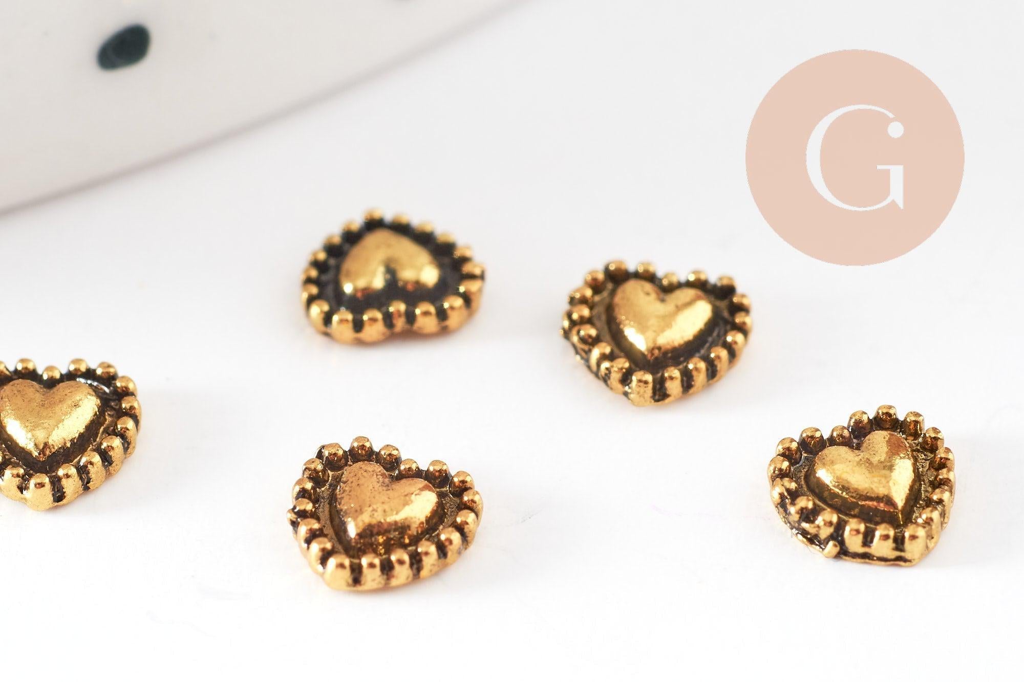 Gingerlily G9384 charm coeur zamac doré 5mm à coller
