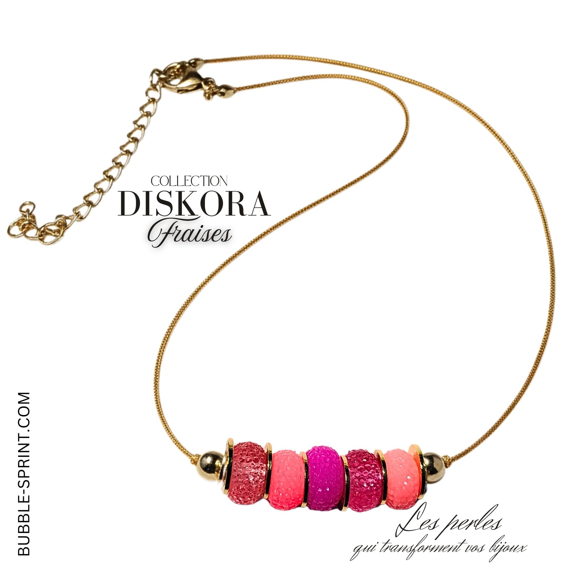 ARTSHOP Diskora Fraises collier acrylique kit ajustable