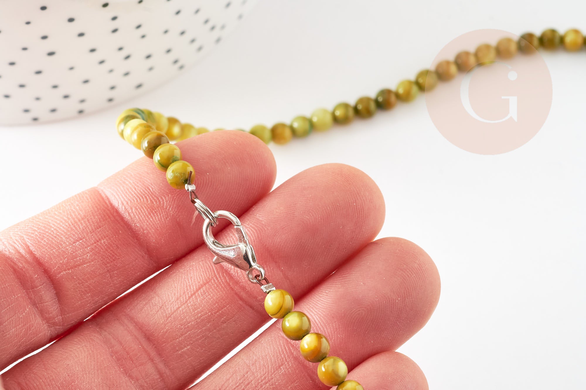 Gingerlily Collier nacre naturelle teintée 42cm perles 6mm style 1