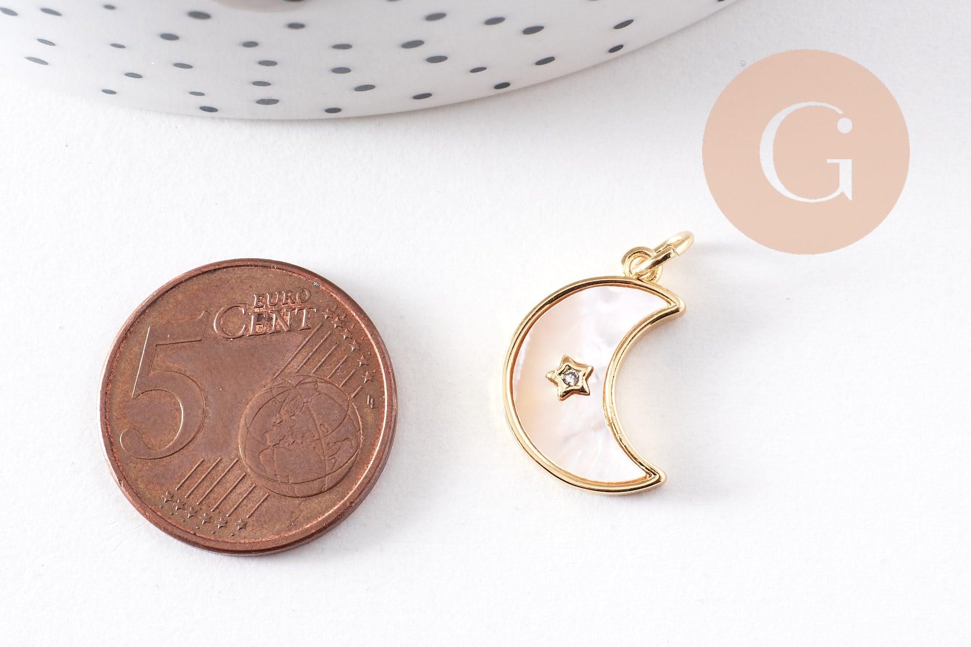 Gingerlily Perles G10256 pendentif lune nacre blanche 18 mm