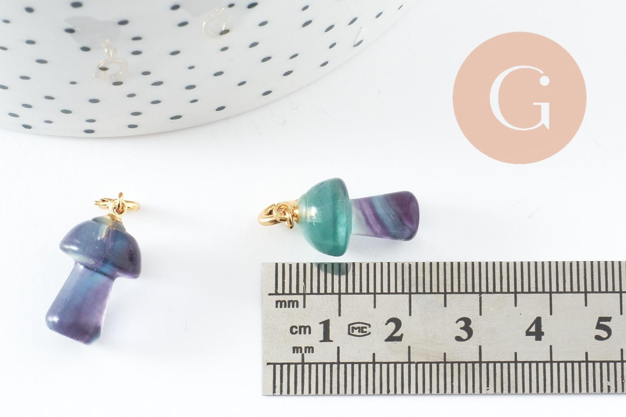 Gingerlily Perles G9812 charm champignon fluorite violette 28mm doré