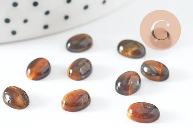 Gingerlily Oeil de Tigre Cabochon Ovale 8x6mm x1 Protection