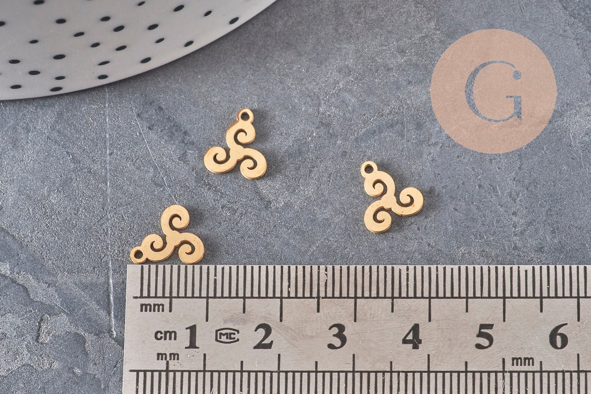 Gingerlily G11316 pendentif triskel acier doré 10mm x1