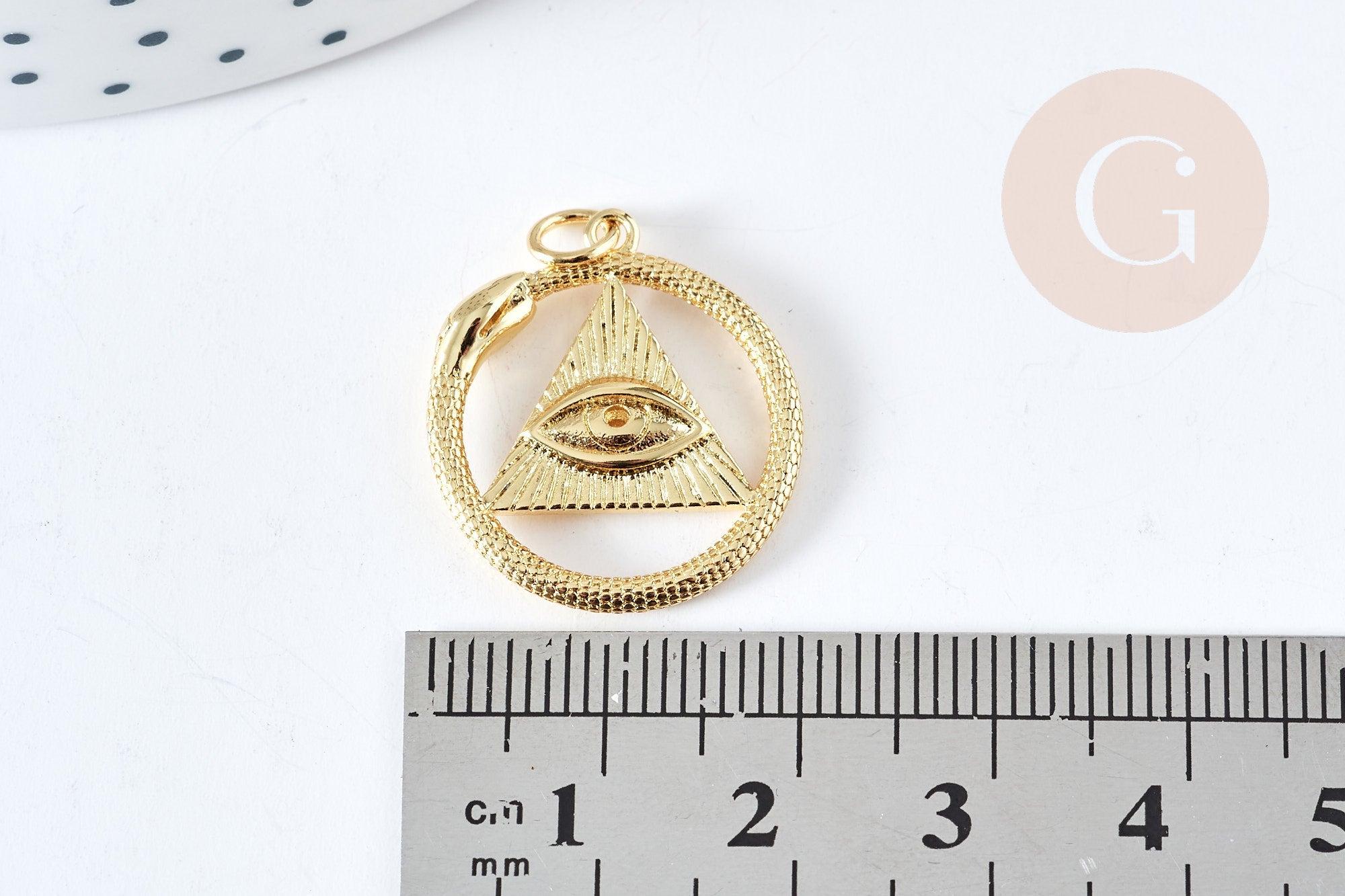 Gingerlily G8963 pendentif mauvais œil serpent doré 22mm