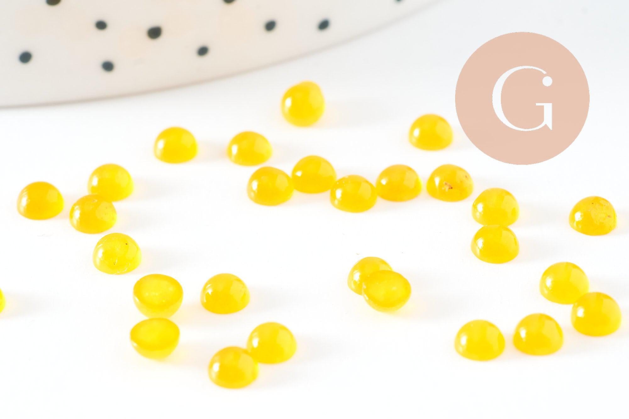 Gingerlily Cabochon rond G9955 jade jaune 4mm x1 à coller
