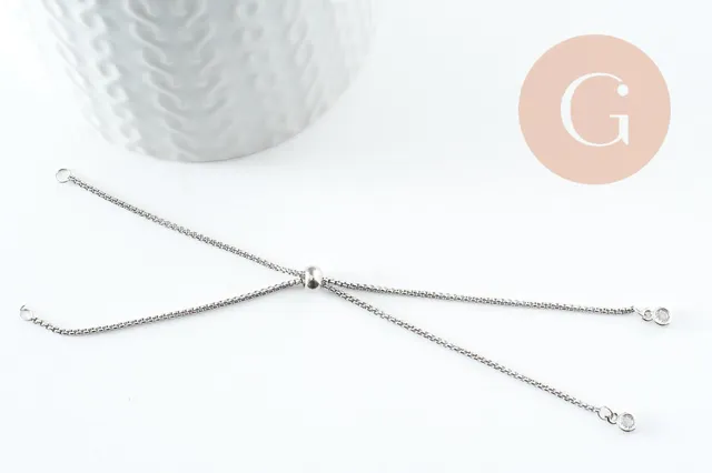 Gingerlily Apprêts Base bracelet rolo acier zircon 26,6 cm x1