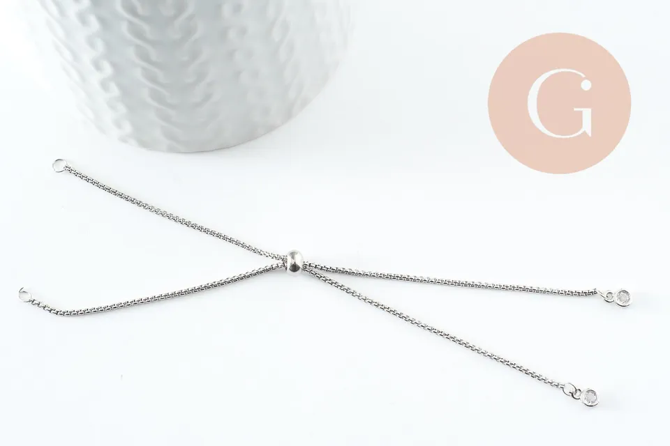 Gingerlily Apprêts Base bracelet rolo acier zircon 26,6 cm x1