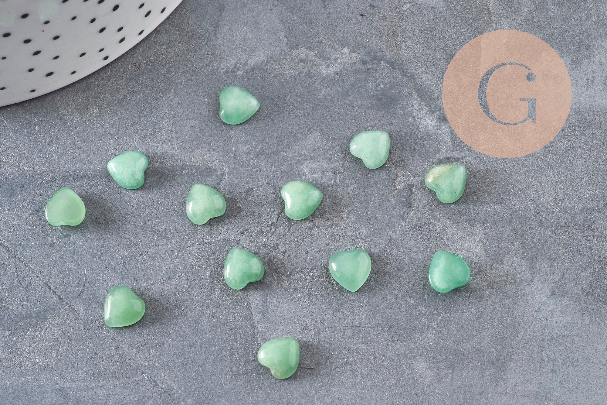 Gingerlily cabochon cœur aventurine 8x8mm x1 vert naturel