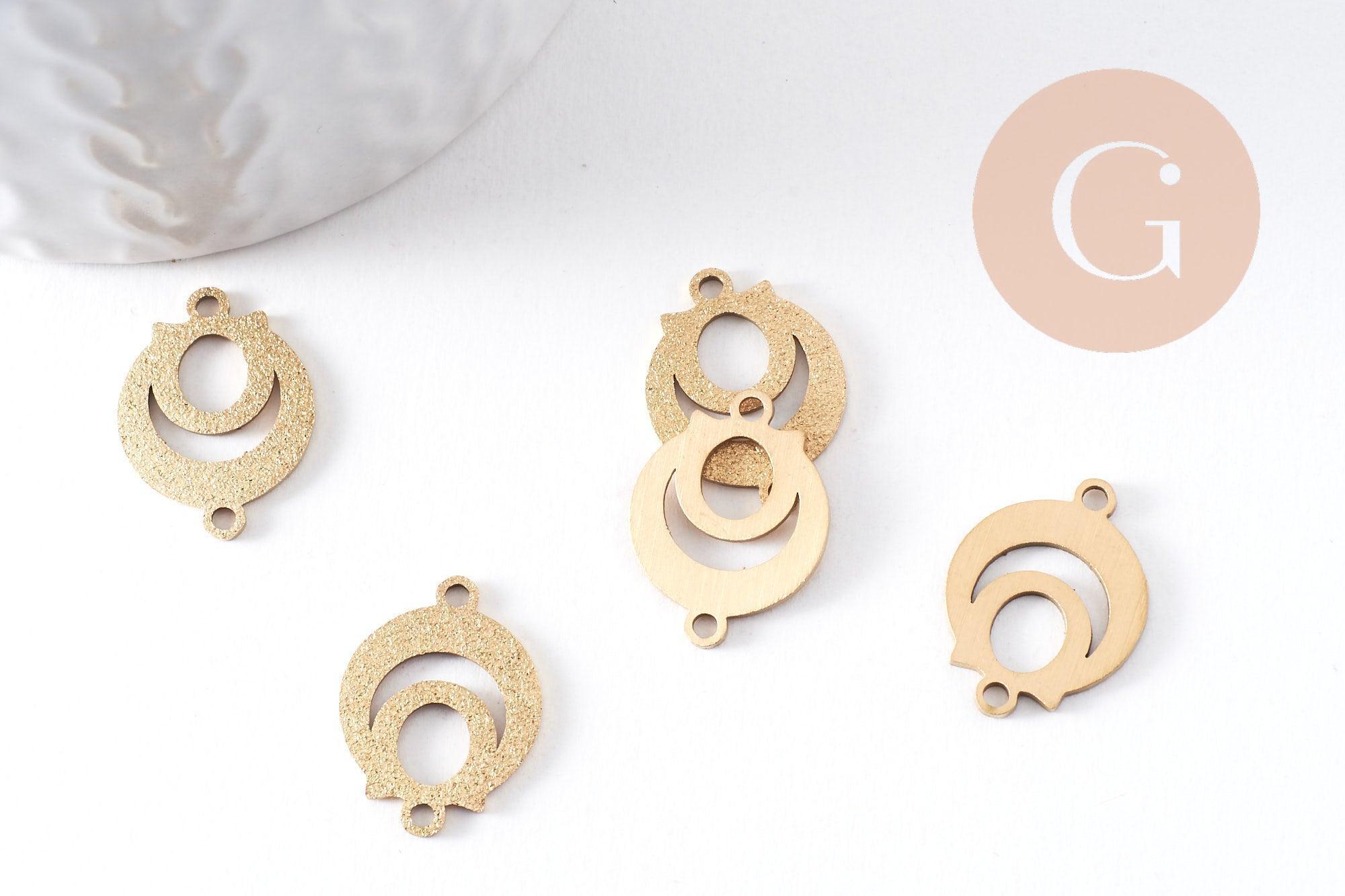 Gingerlily Pendentifs connecteur rond acier doré 19mm x2