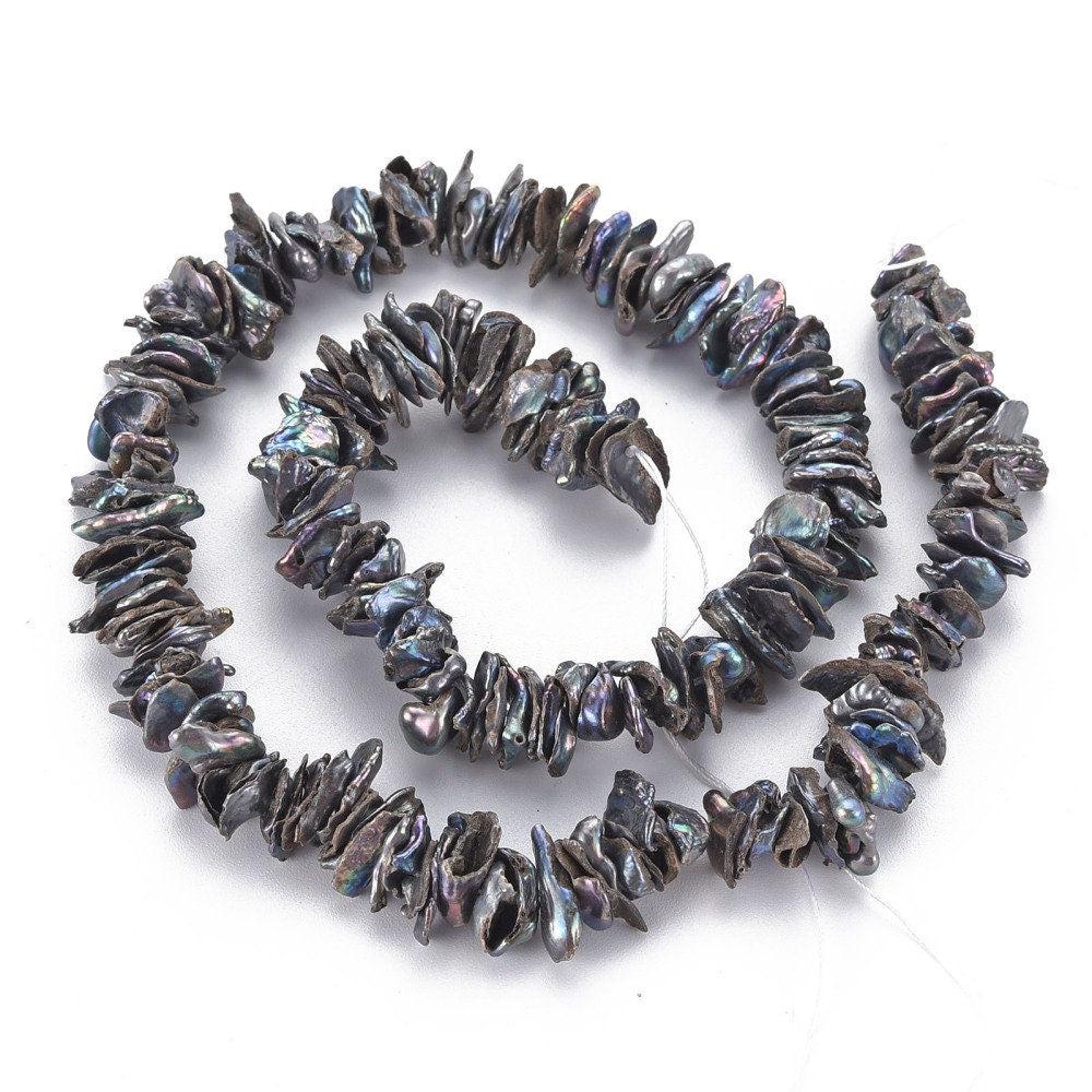 Gingerlily Perles G6175 perle keshi noire 4-13mm fil 90