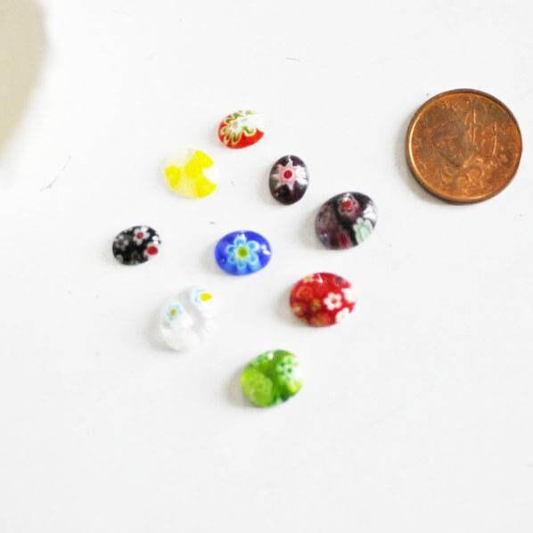 Gingerlily G131 cabochon verre ovale millefiori lot 20