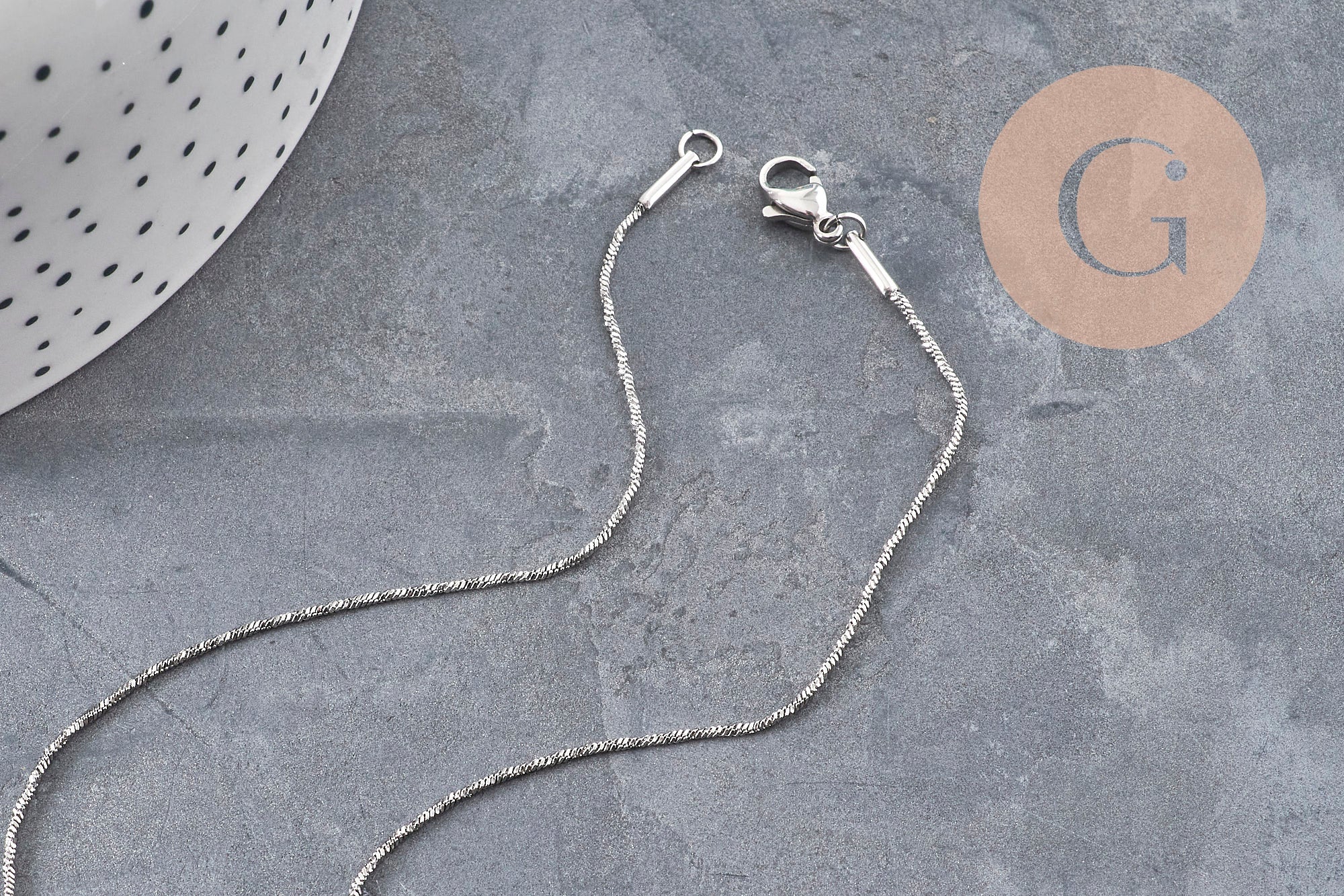 Gingerlily Chaîne serpent G11057 collier acier 1mm 42,5cm x1