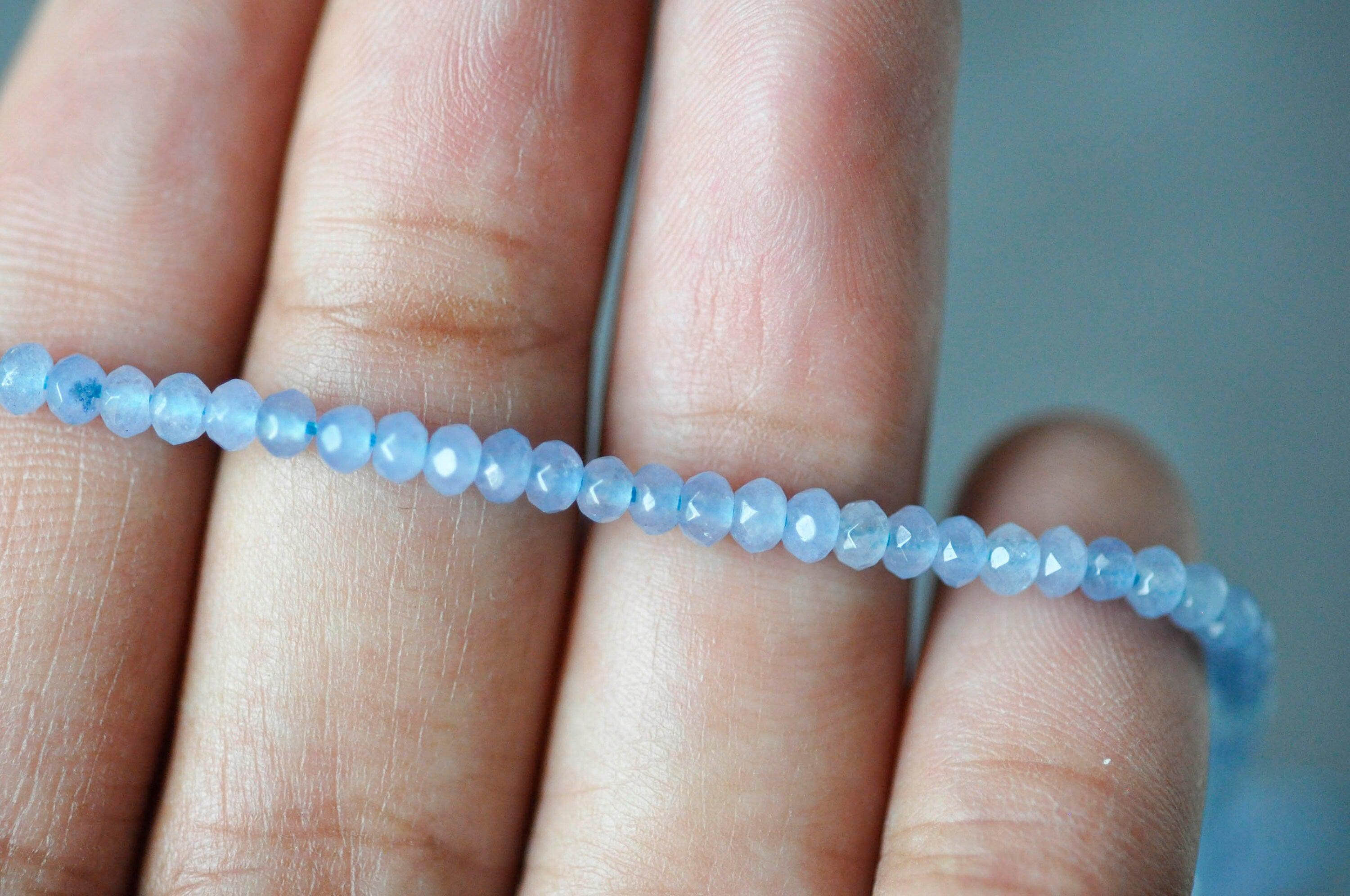 Gingerlily Perles G3909 perle abacus jade bleu 4x2mm fil 36cm