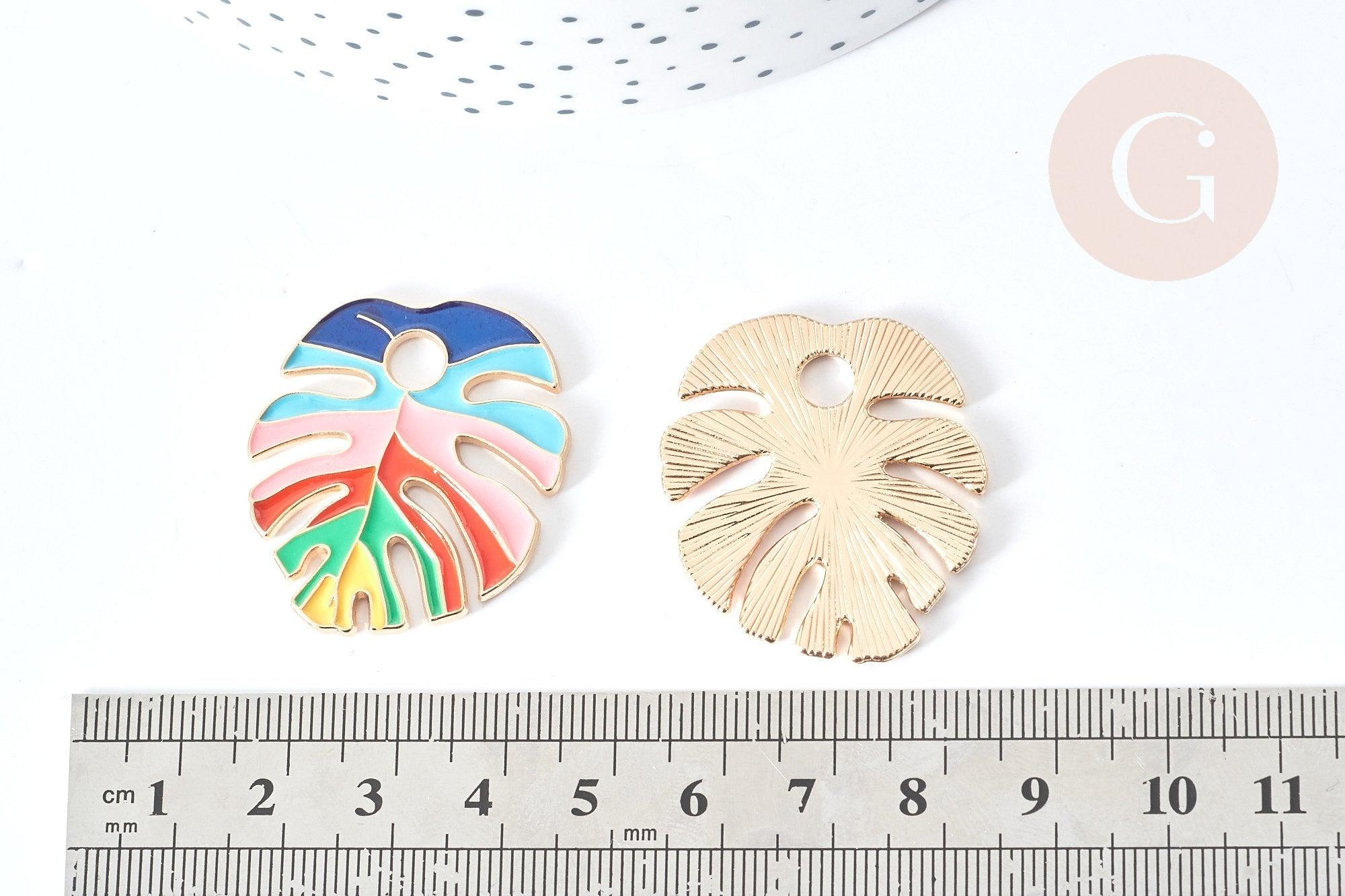 Gingerlily Pendentif G8083 feuille monstera doré 33,5 mm