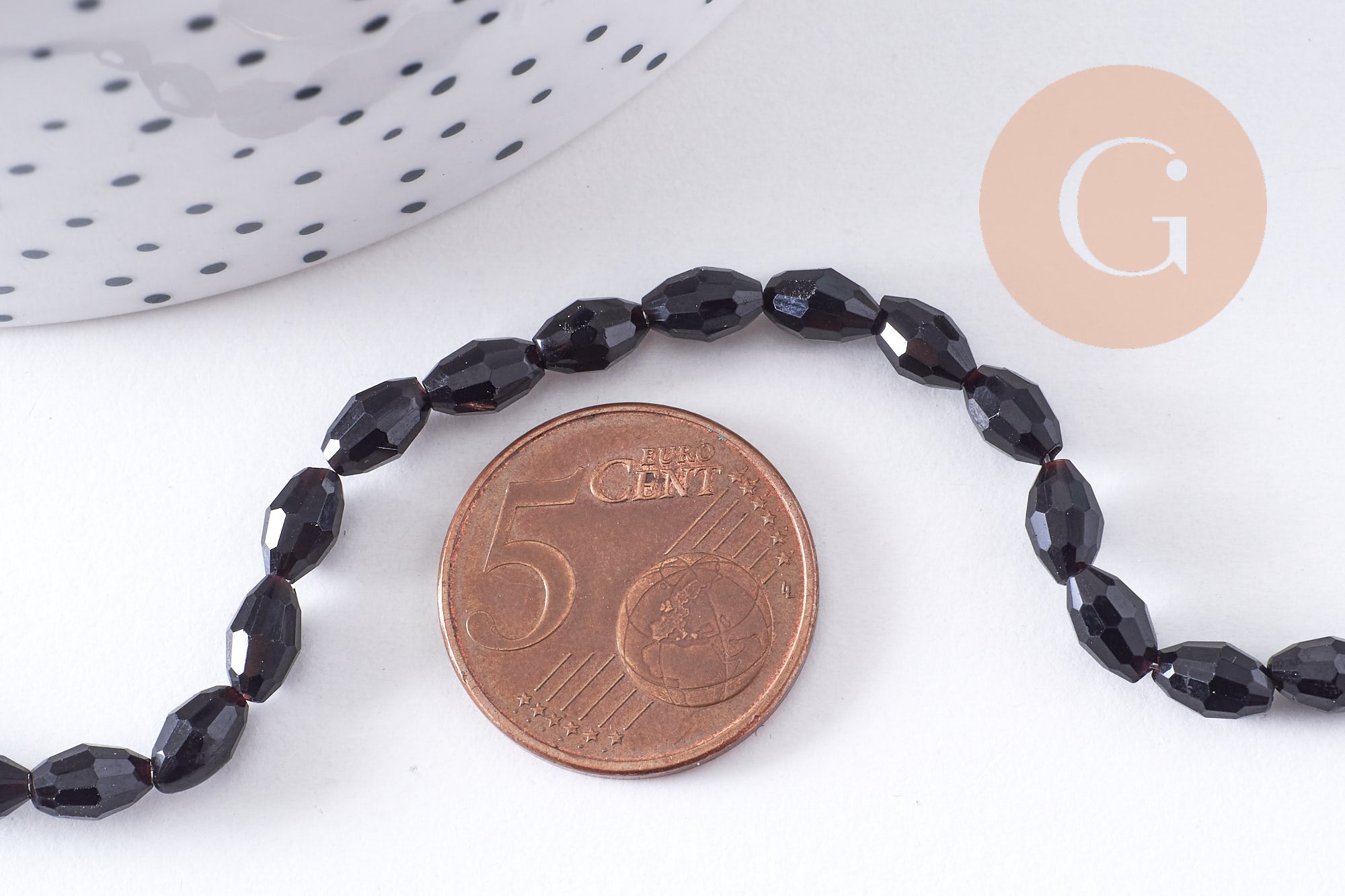 Gingerlily Perles pour bijoux DIY ovale G10628 verre noir 6x4mm fil