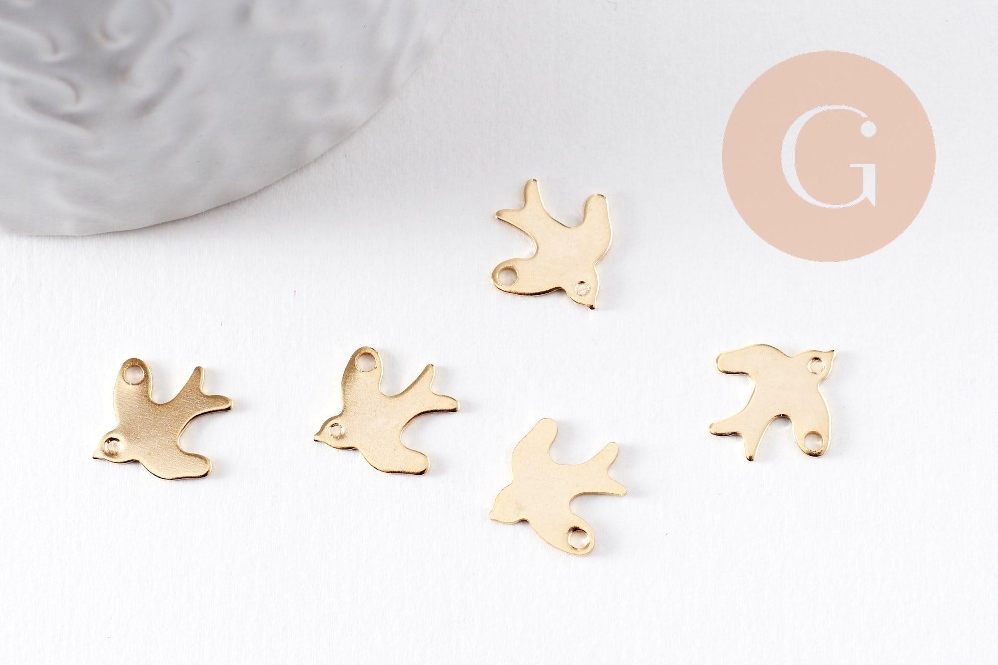 Gingerlily Perles G9940 pendentif hirondelle doré 12 mm x5