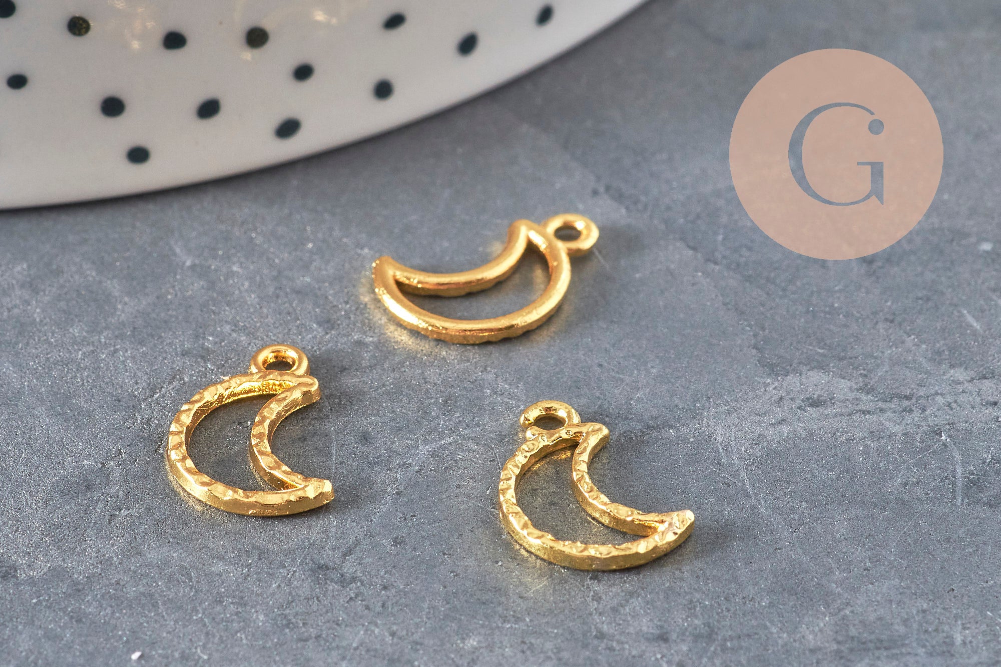 Gingerlily Pendentifs DIY G11221 breloque lune zamac doré 15mm x5