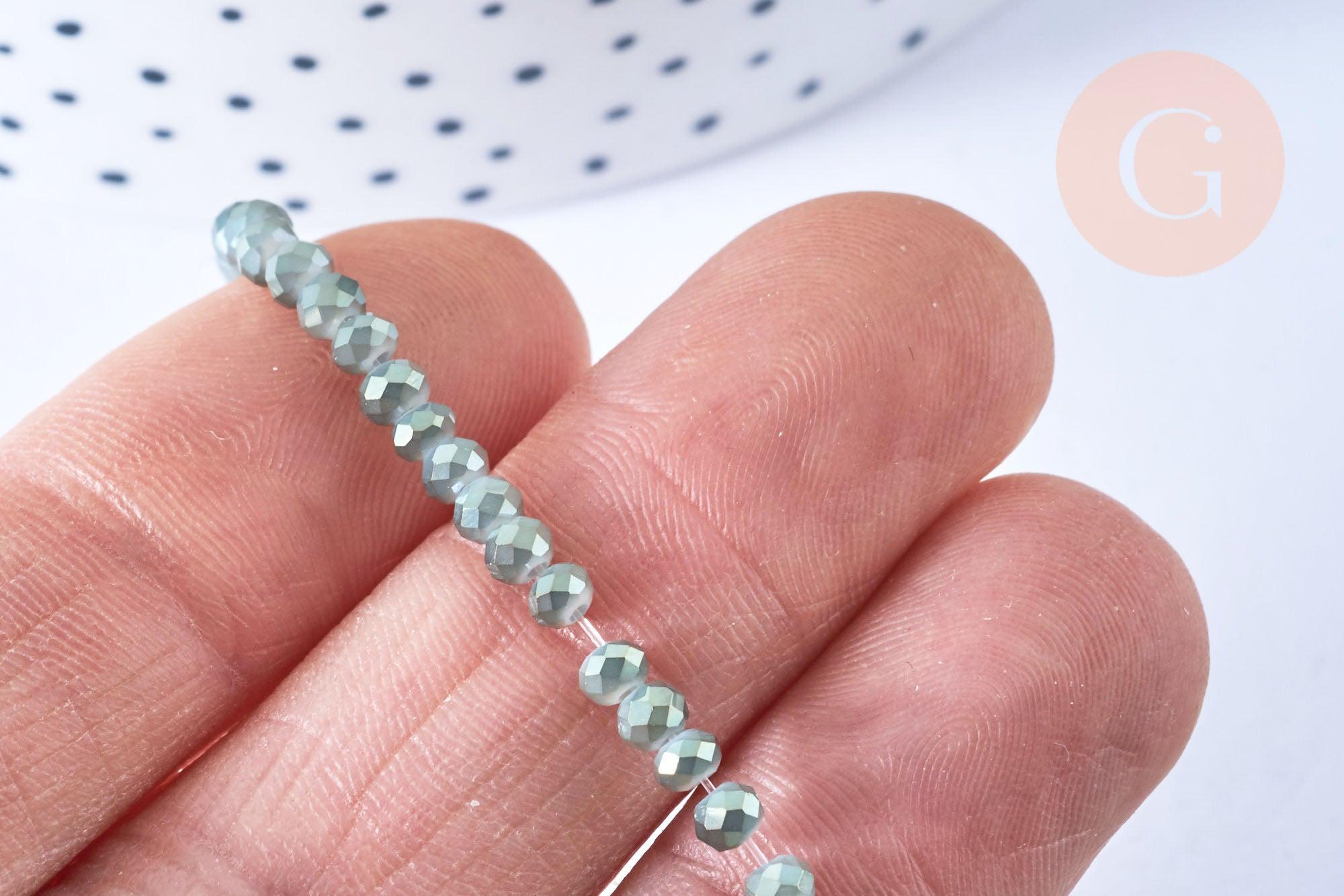 Gingerlily Toupies G6753 perles cristal vert irisé 3,5mm fil