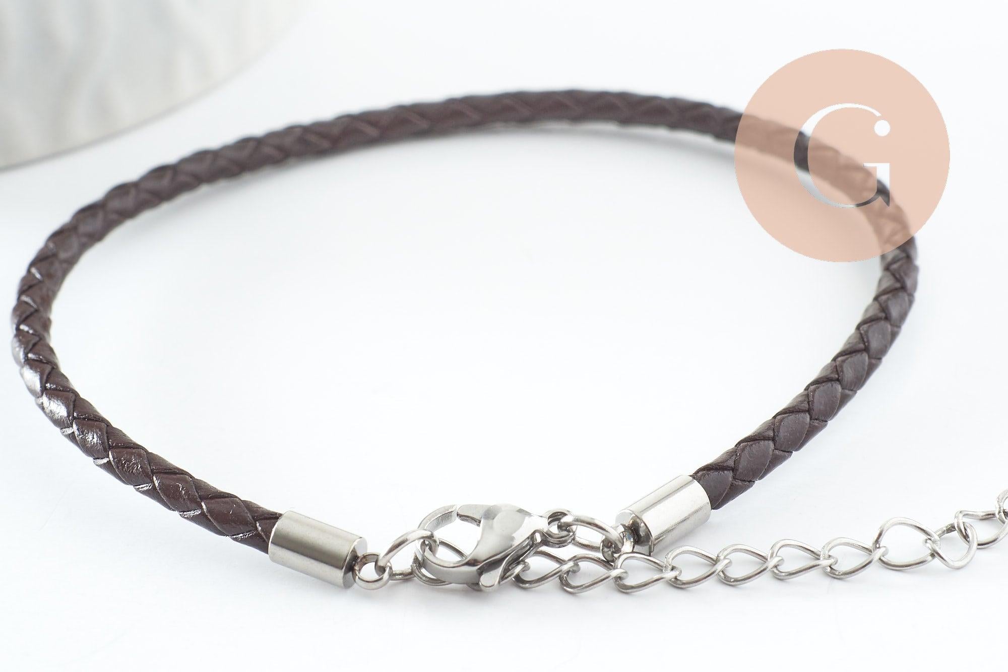 Gingerlily Accessoires bracelet cuir cacao acier 21.5cm x1