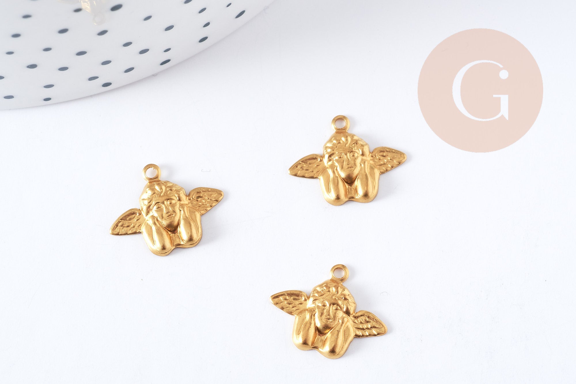 Gingerlily Pendentif G7632 breloque ange laiton brut 16 mm x2
