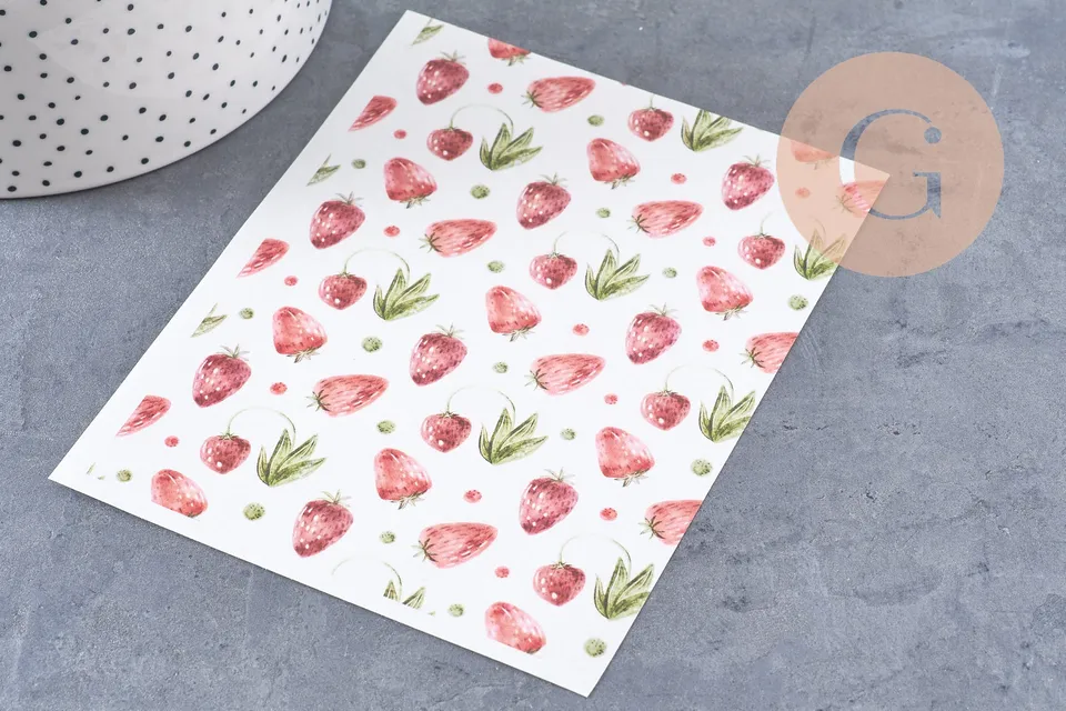 Gingerlily Pâte G10764 feuille transfert fraises 14x10cm x1