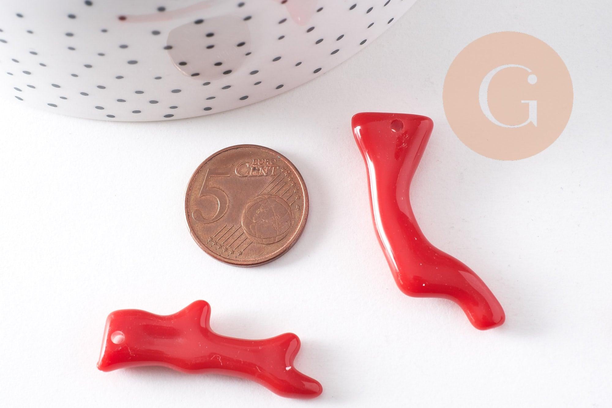 Gingerlily Pendentifs branche corail G10490 pendentif rouge x5