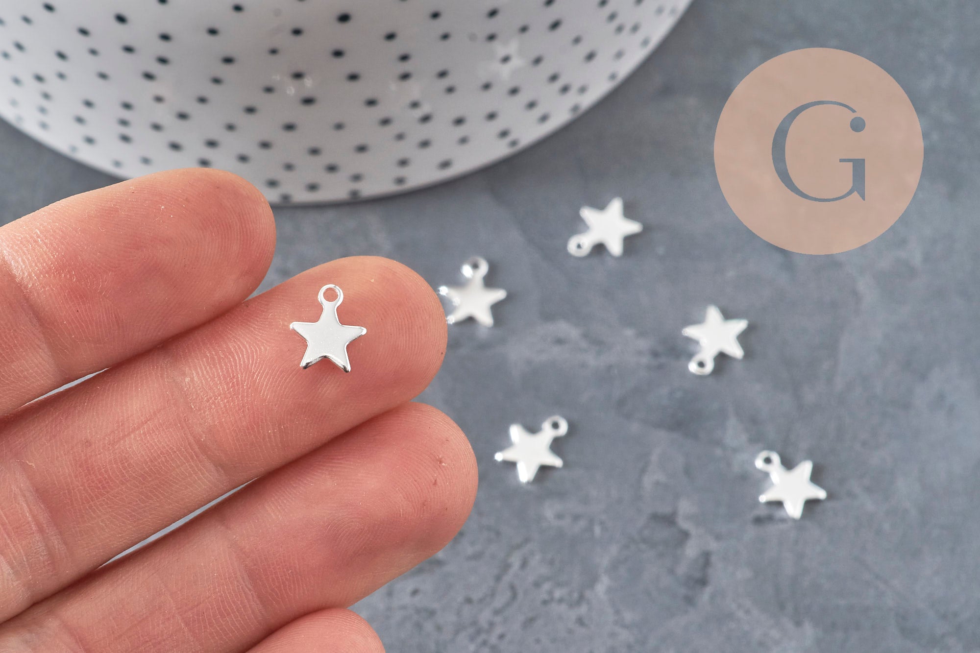 Gingerlily Perles Pendentifs DIY breloque étoile G11172 argent 10mm