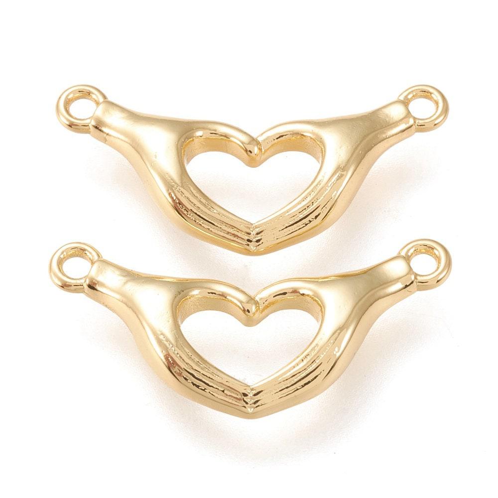 Gingerlily Pendentif main coeur G3833 laiton doré 18K 10,5mm x1