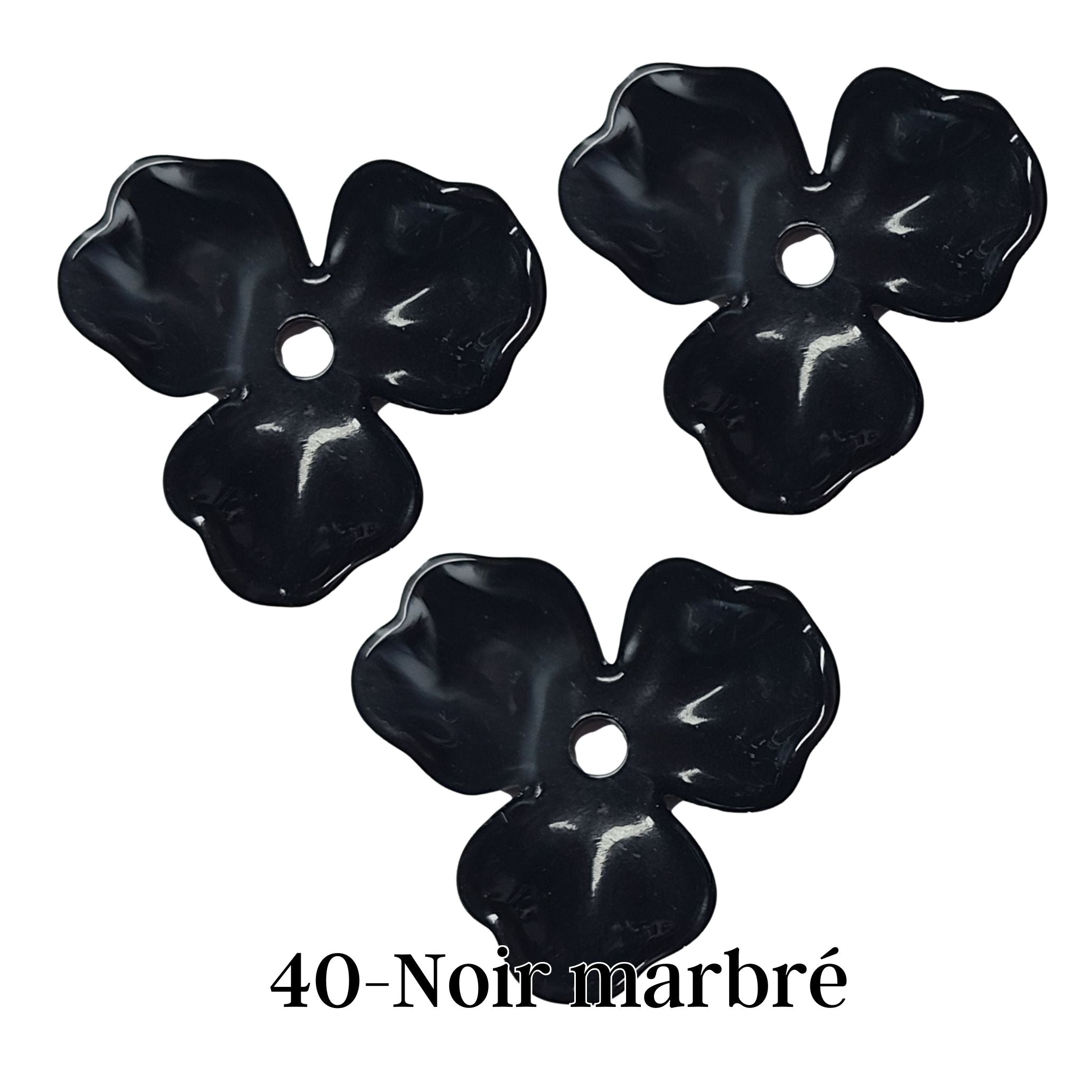 ARTSHOP Flower power 40 fleur acrylique noir marbré 20MM