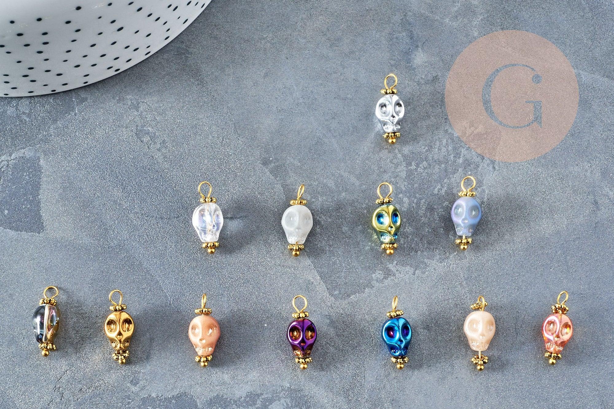 Gingerlily Pendentifs G9090 pendentif crâne verre multicolore 16mm