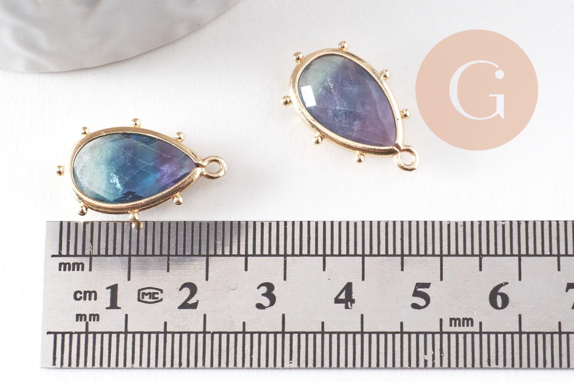 Gingerlily Pendentif goutte fluorite doré 22.5mm x1