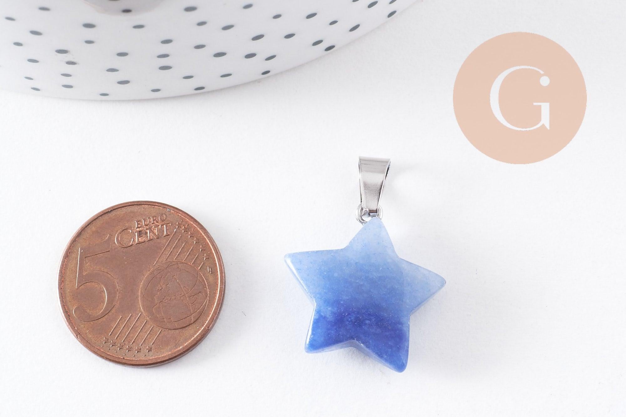 Gingerlily Pendentif étoile aventurine bleue acier 22mm x1