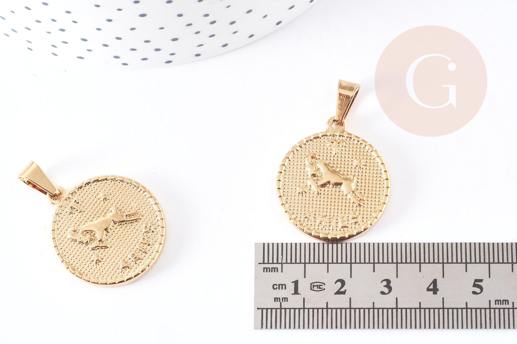 Gingerlily Bijoux personnalisés G6114 médaille Bélier dorée