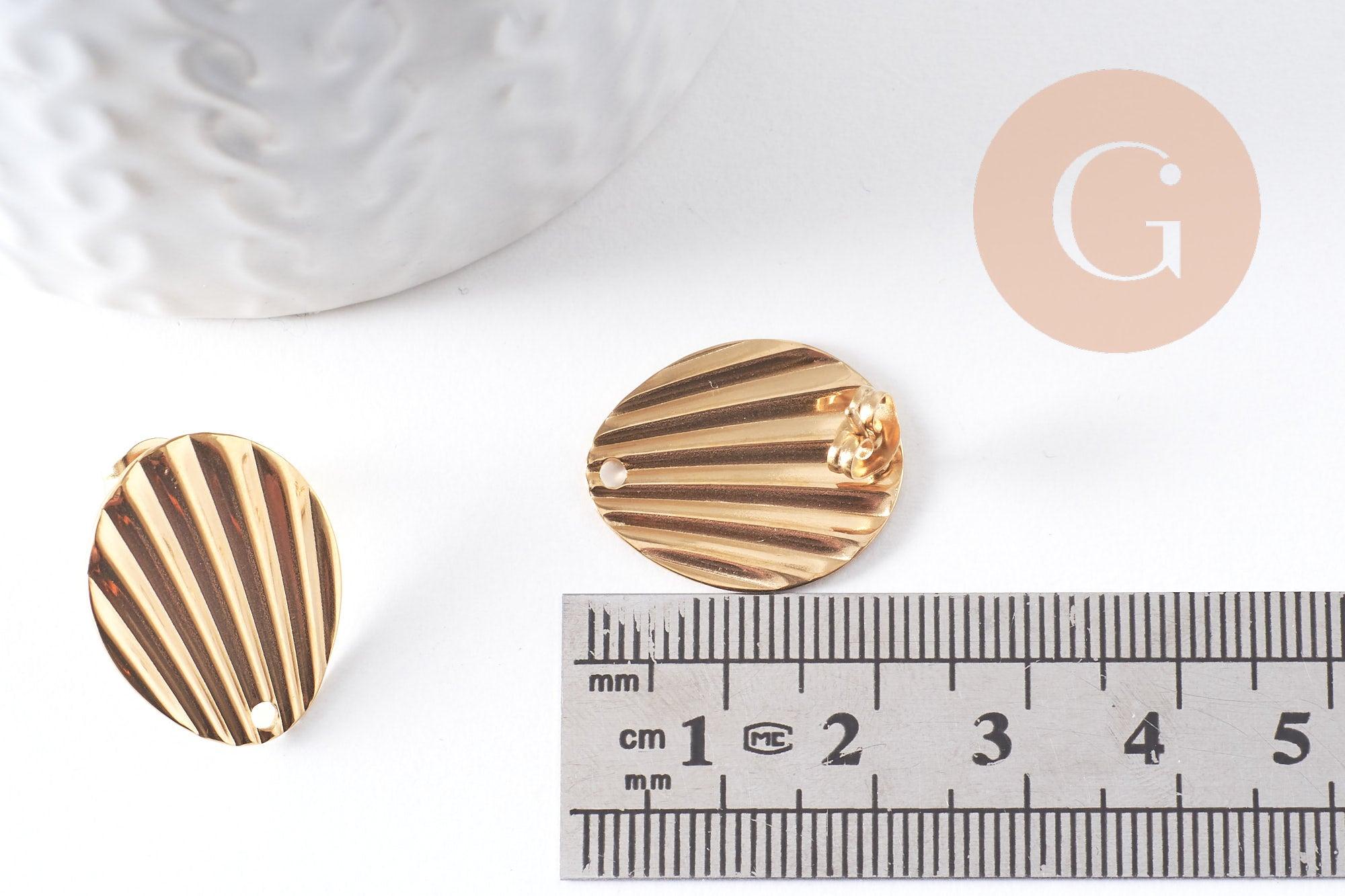 Gingerlily Apprêts clou d'oreille coquillage acier doré 21,5 mm, paire
