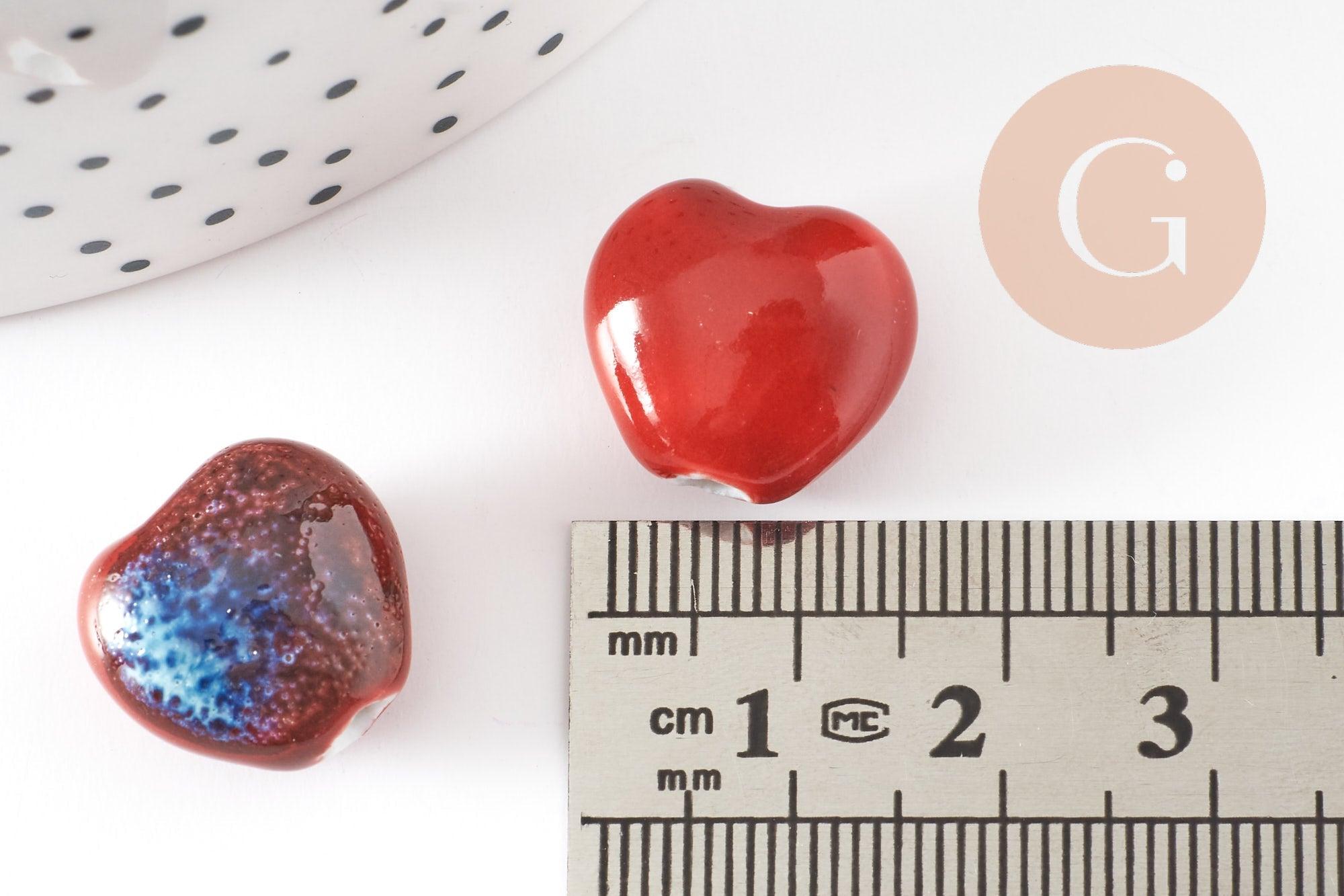 Gingerlily G9349 perles coeur porcelaine rouge x5 12mm
