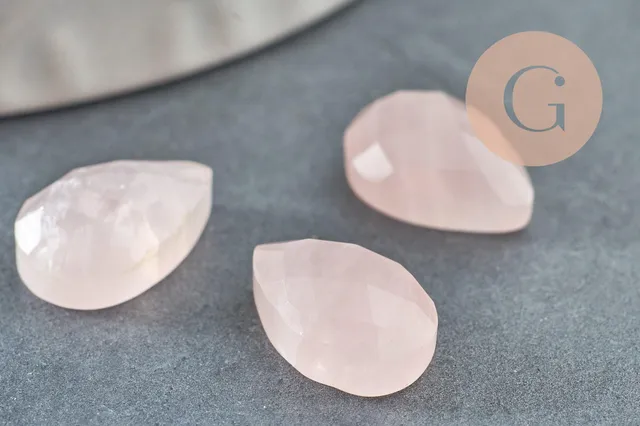 Gingerlily Cabochons G9962 cabochon quartz rose goutte 13x8mm