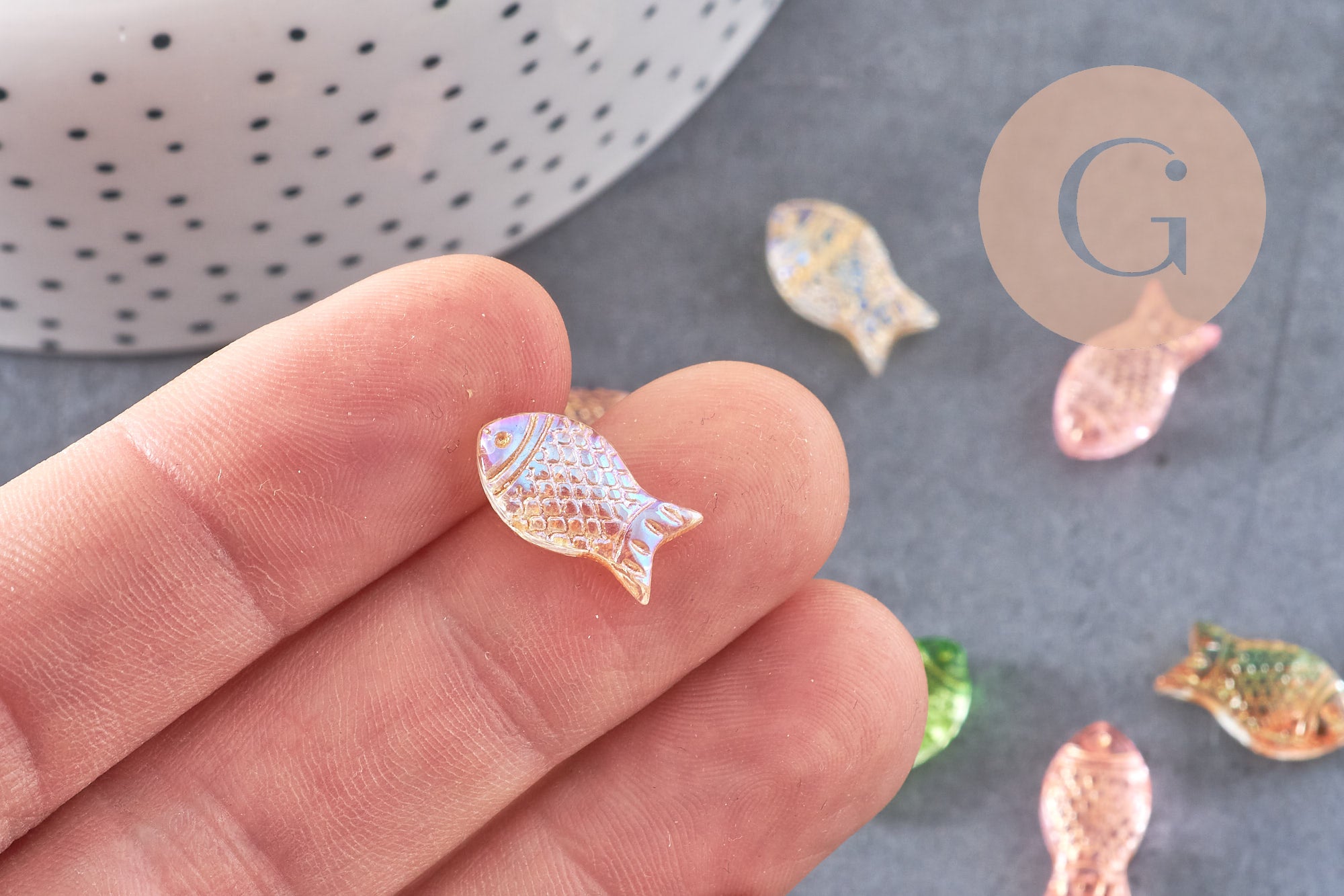 Gingerlily Perle poisson G10822 verre multicolore 15,5mm x10