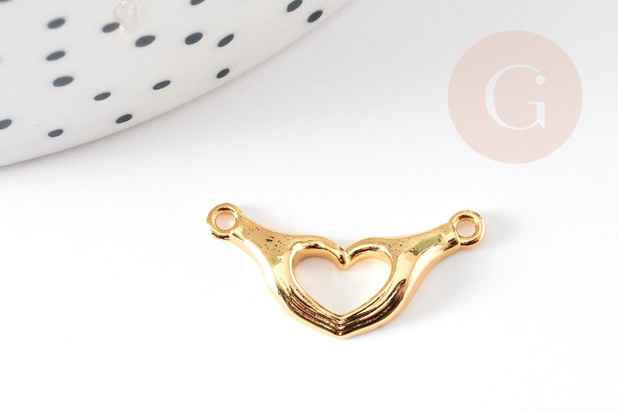 Gingerlily Pendentif main coeur G3833 laiton doré 18K 10,5mm x1