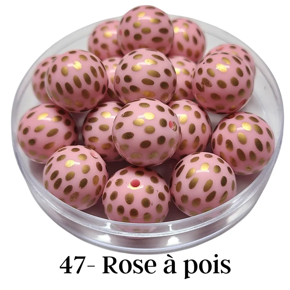 ARTSHOP Boules 20MM 47 perle rose pois doré x10