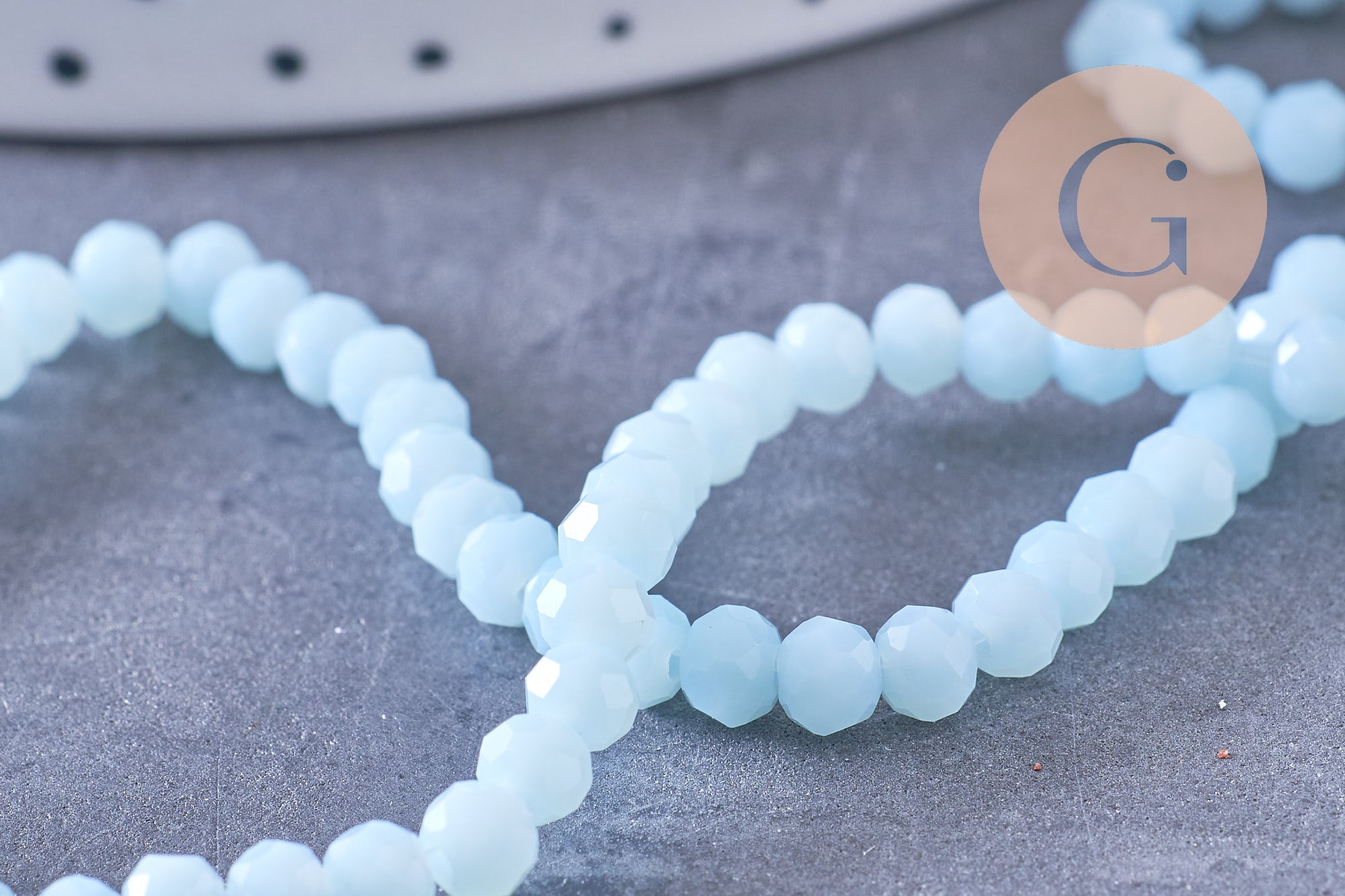 Gingerlily Perles rondelles cristal bleu ciel 4mm fil 41cm