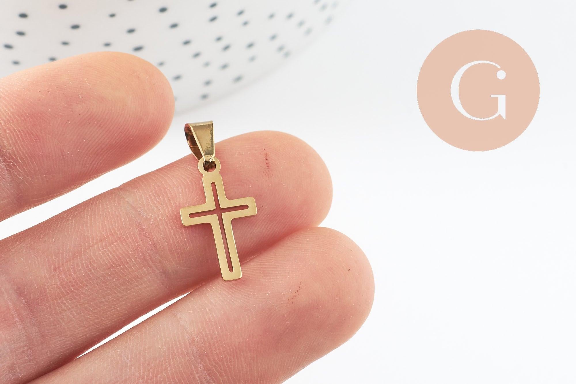 Gingerlily G9861 pendentif croix acier doré 18mm x1