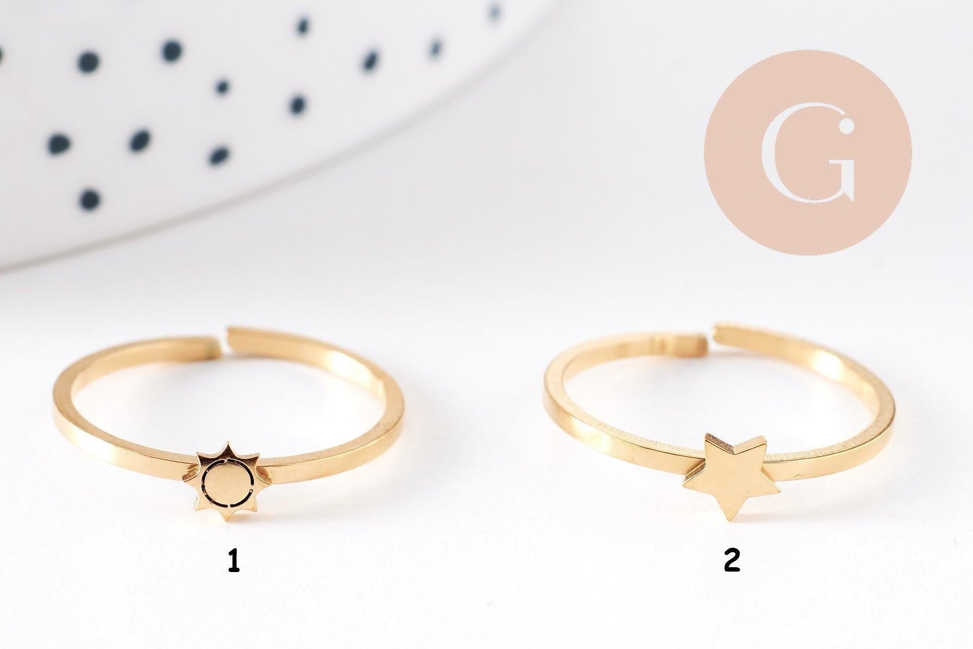 Gingerlily Apprêts G10356 bague soleil acier doré réglable