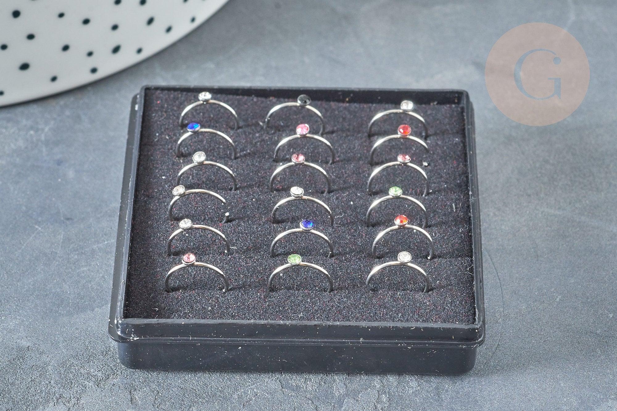 Gingerlily Piercing sans trou acier strass blanc 9mm x1
