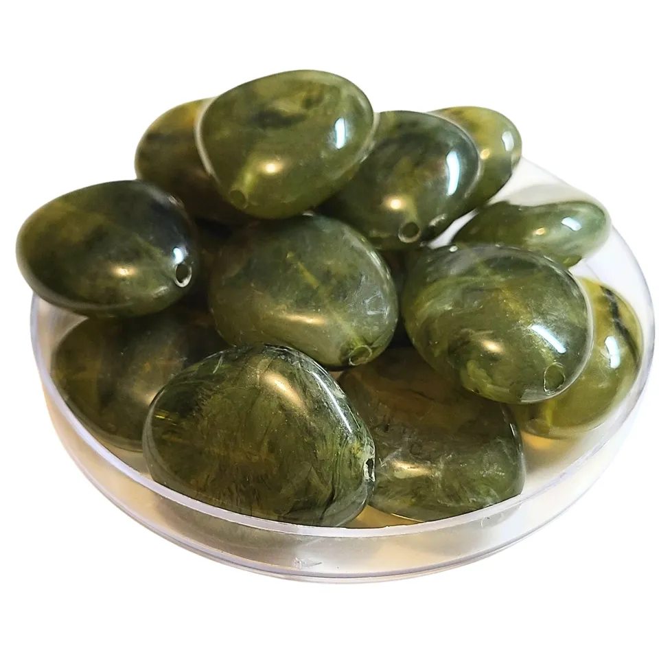 ARTSHOP Galets TIKA 26 galet vert militaire marbré x1