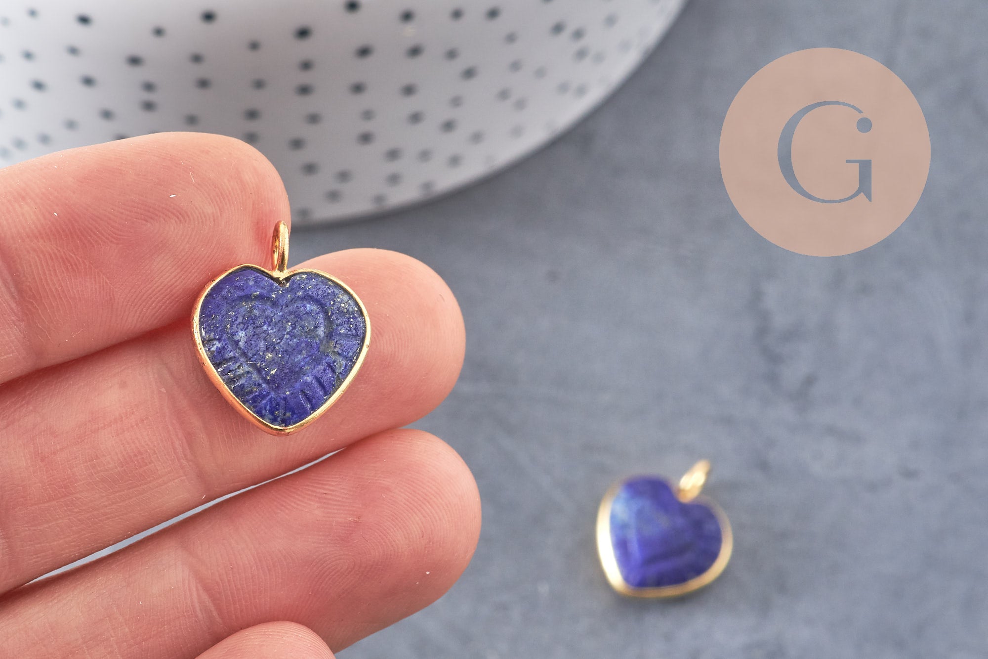 Gingerlily Pendentifs Coeur G10843 pendentif quartz rose 14mm doré