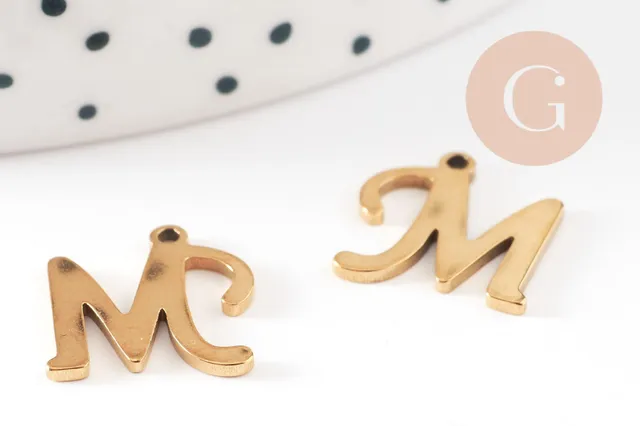 Gingerlily Pendentifs G9381 pendentif lettre M doré 12 mm