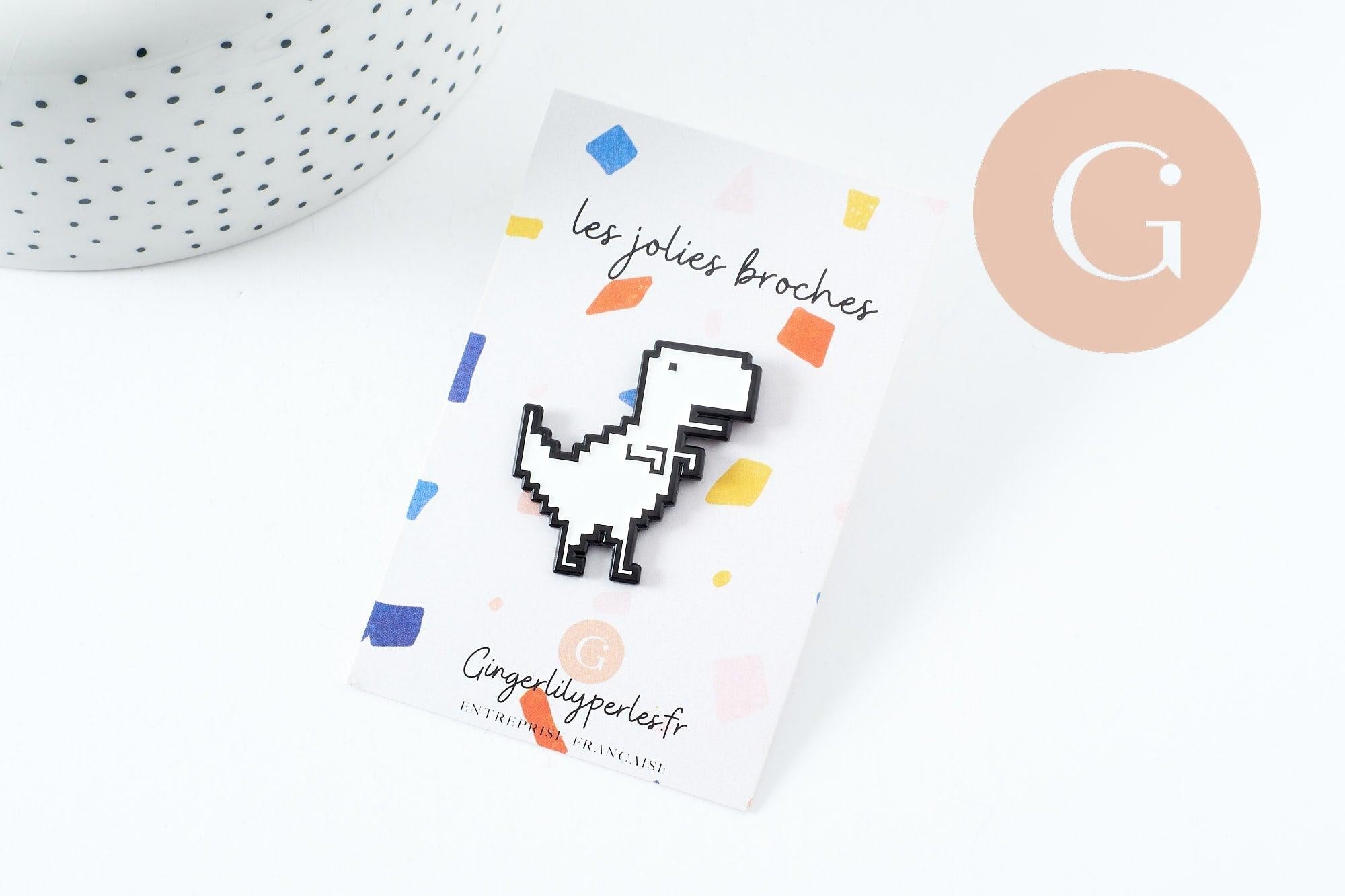 Gingerlily Broches pin's G9741 pin's dinosaure pixel doré 33mm